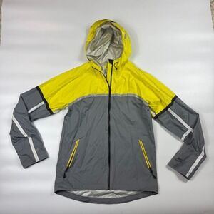 Nike Sportswear Windrunner Jacket Mens Small Gray Yellow Lined Hooded Full Zip